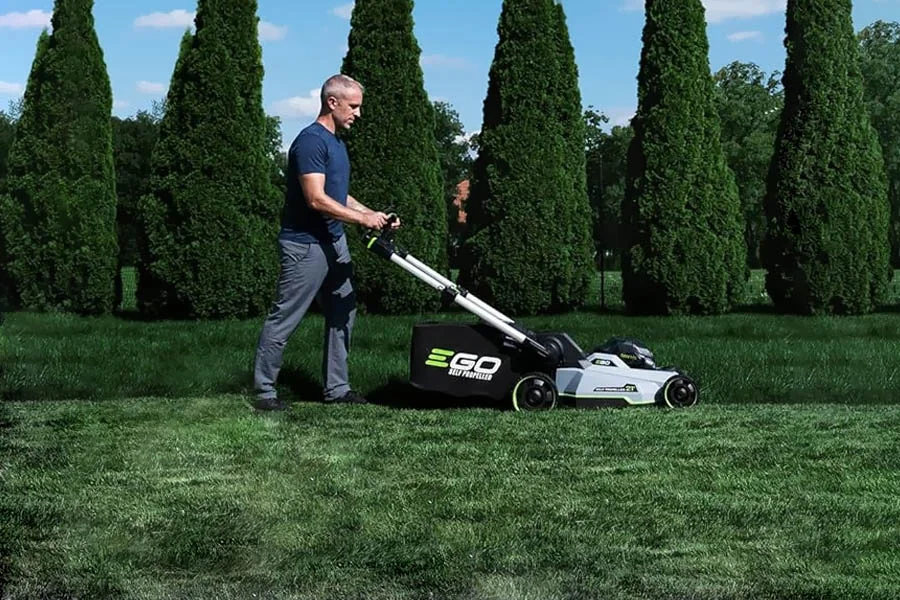 electric lawn mower with bag